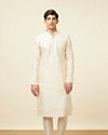 Off White Celebration Wear Self Design Kurta Pajama image number 2