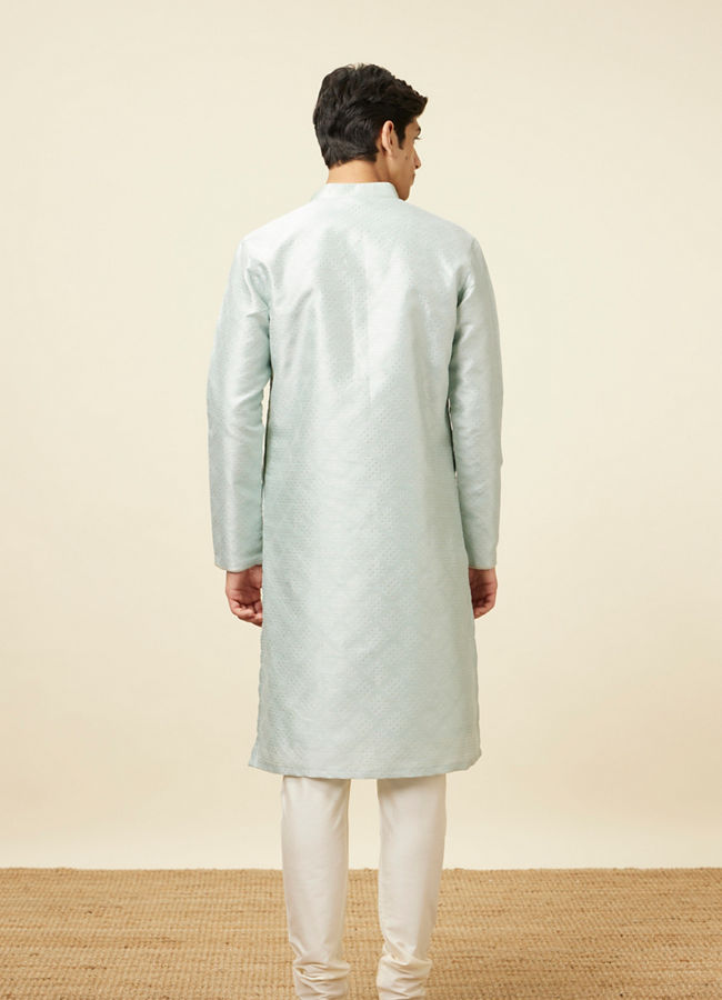 Powder Blue Jacquard Kurta Pajama image number 5