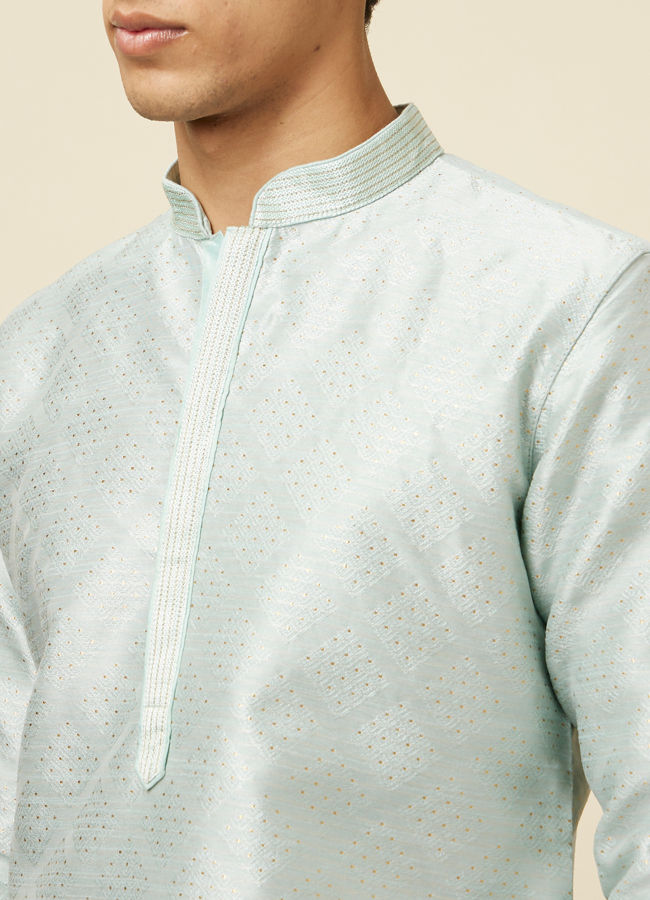 Manyavar Men Powder Blue Jacquard Kurta Pajama