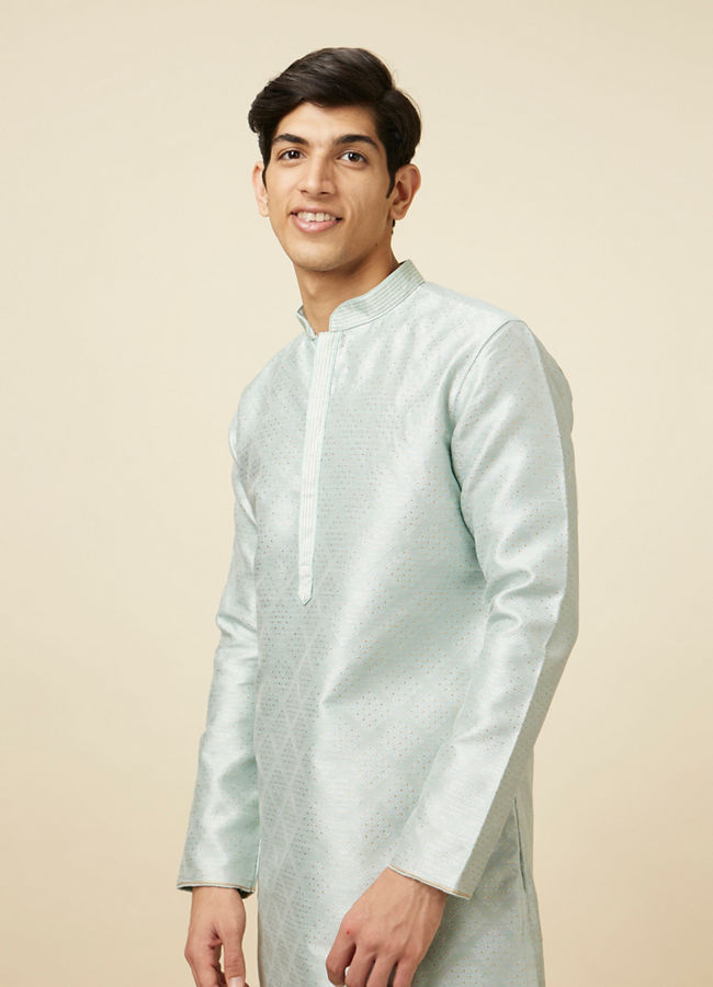 Manyavar Men Powder Blue Jacquard Kurta Pajama