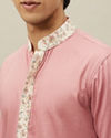 Manyavar Men Pearled Ivory White Floral Patterned Jacket Set