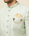 alt message - Manyavar Men Tea green Diamond Patterned Indo Western Set image number 1