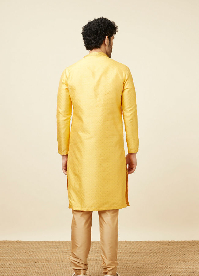 alt message - Manyavar Men Vibrant Yellow Kurta Pajama image number 5