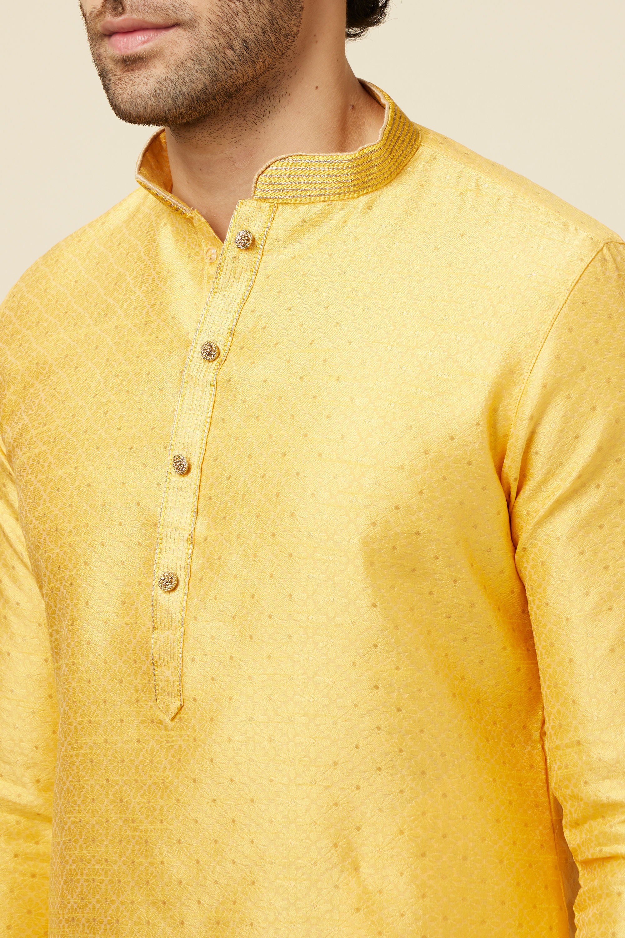 Manyavar Men Vibrant Yellow Kurta Pajama