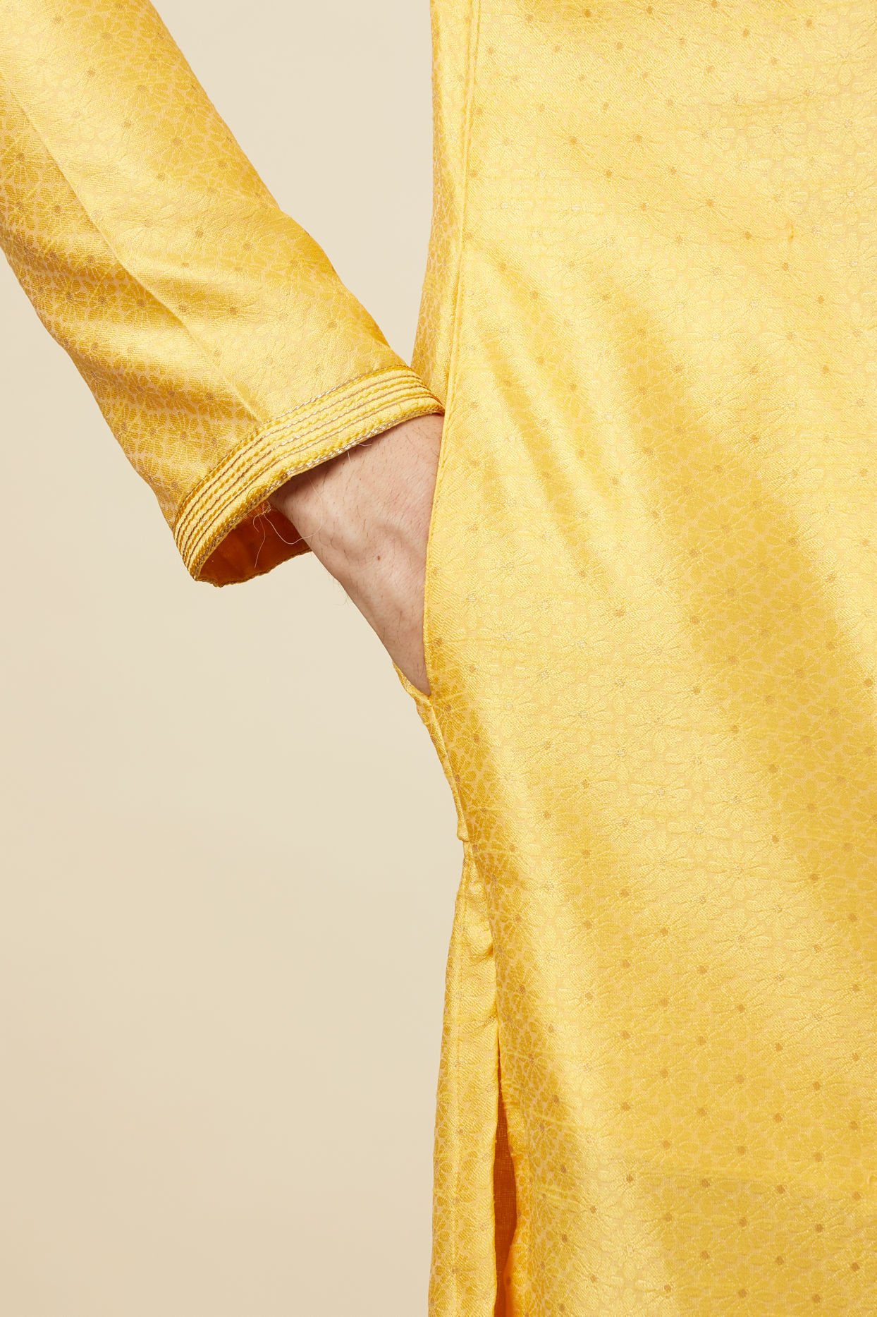 Manyavar Men Vibrant Yellow Kurta Pajama