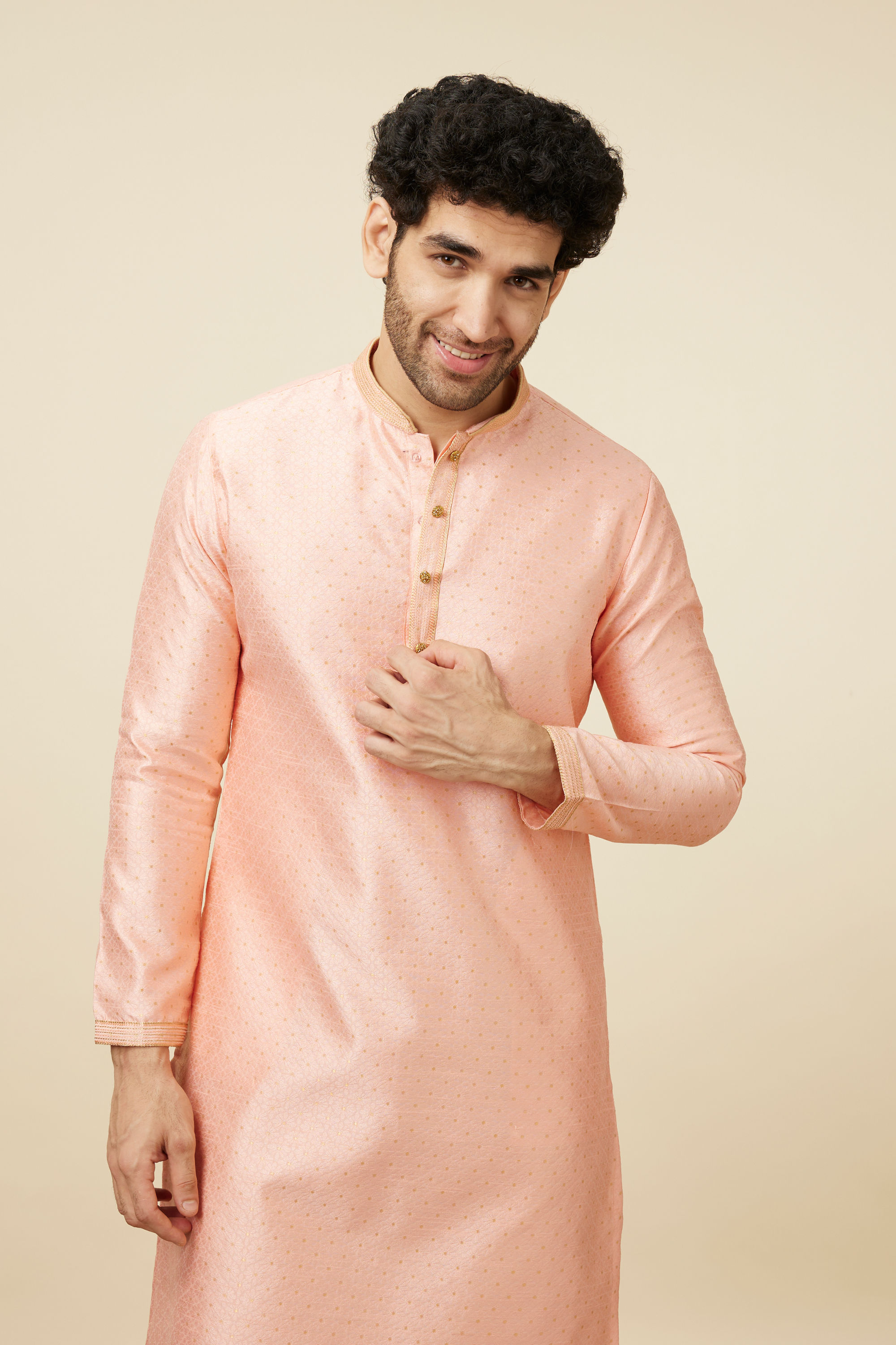 Manyavar Men Vibrant Rani Pink Kurta Pajama