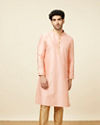 alt message - Manyavar Men Vibrant Rani Pink Kurta Pajama image number 2