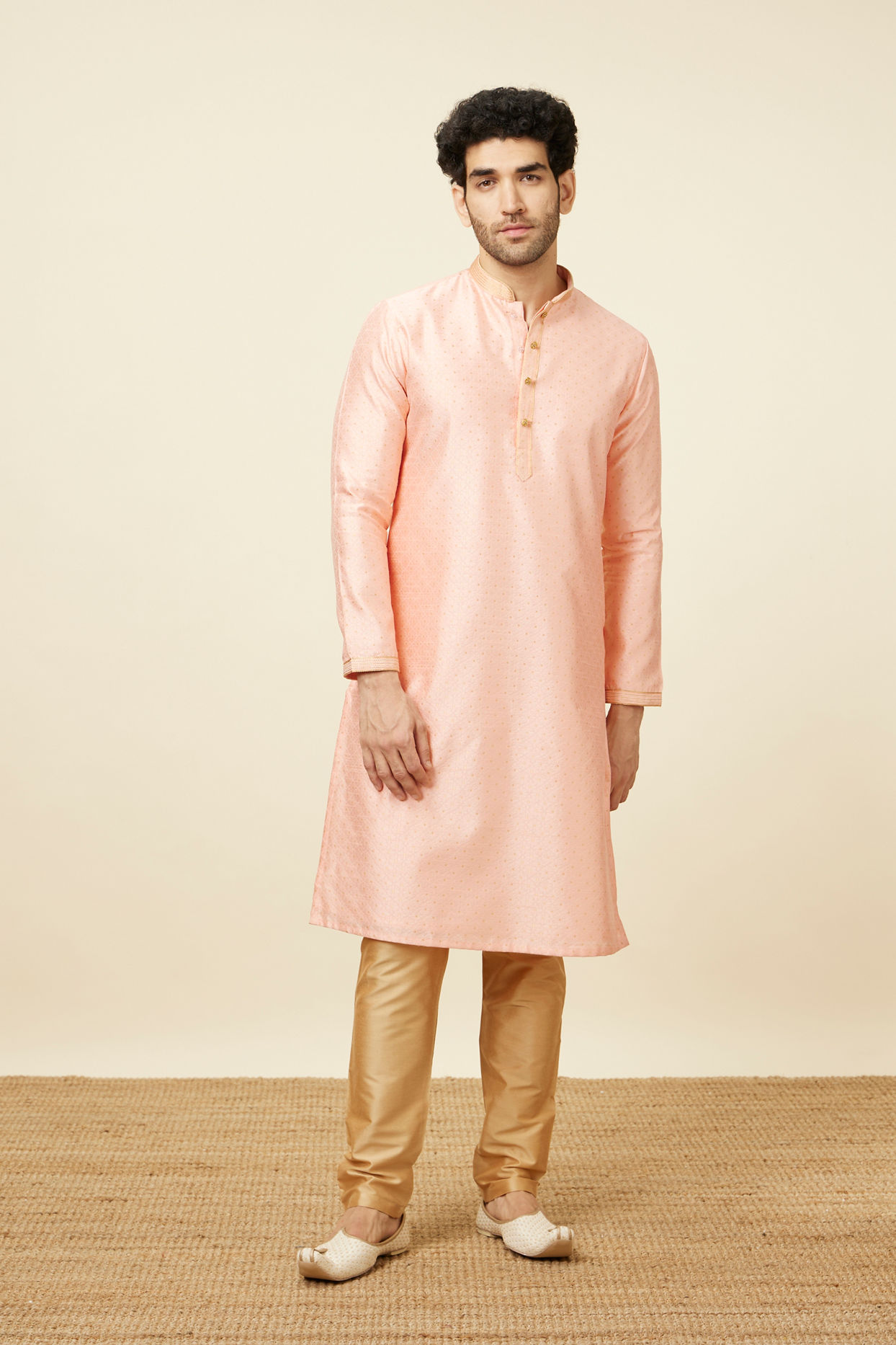 Manyavar Men Vibrant Rani Pink Kurta Pajama