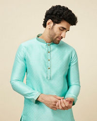 Manyavar Men Vibrant Green Kurta Pajama