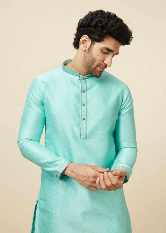 Manyavar Men Vibrant Green Kurta Pajama