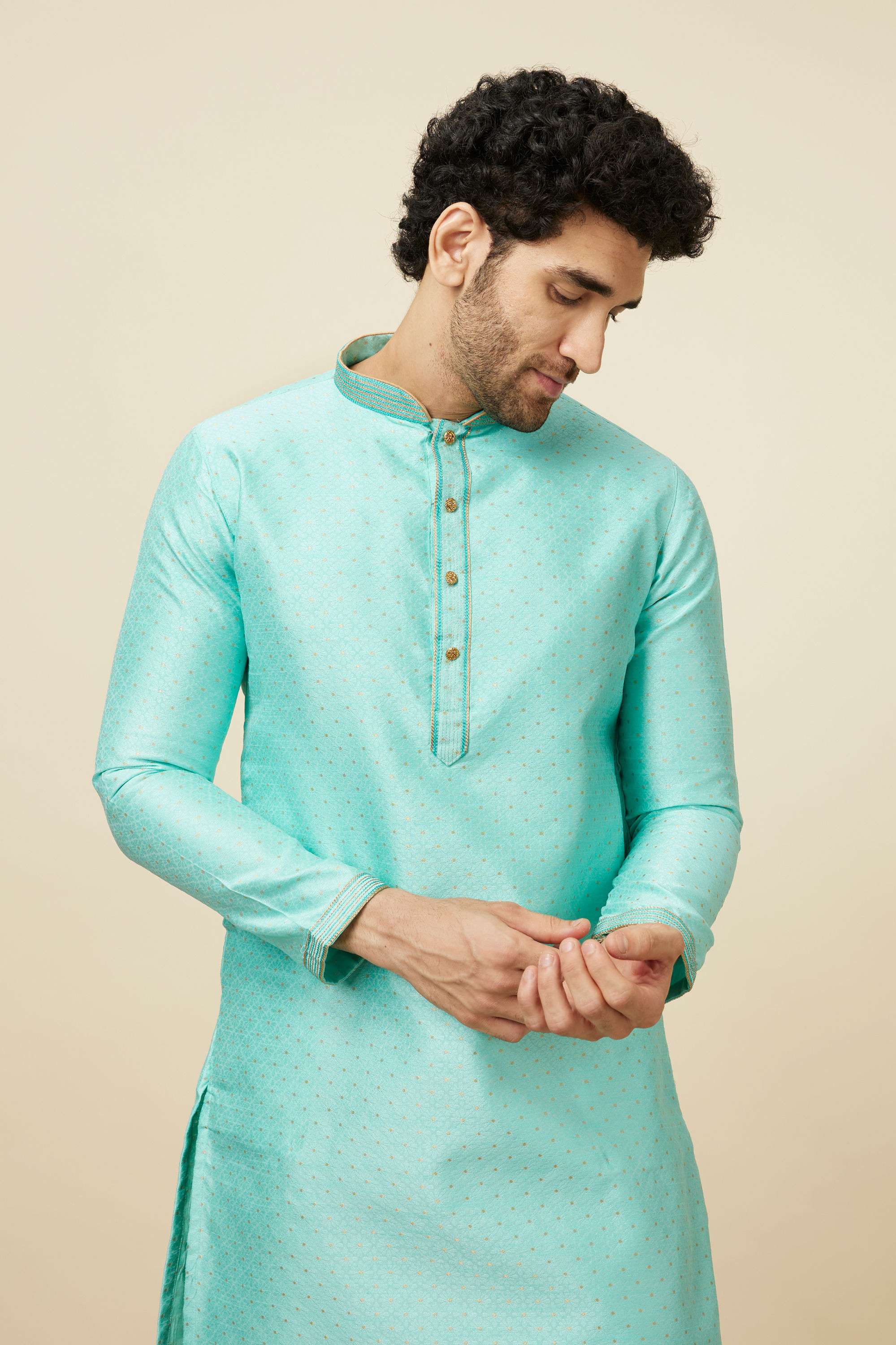 Manyavar Men Vibrant Green Kurta Pajama