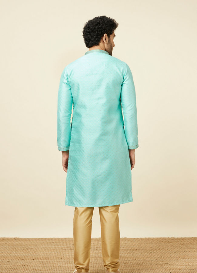 alt message - Manyavar Men Vibrant Green Kurta Pajama image number 5