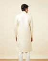 Manyavar Men Light Cream Self Design Sherwani