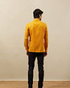 alt message - Manyavar Men Amber Orange Angrakha Style Short Kurta image number 3