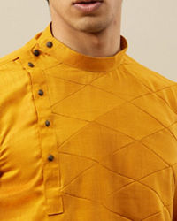 Manyavar Men Amber Orange Angrakha Style Short Kurta