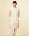 Manyavar Men Cream Self Design Jacket