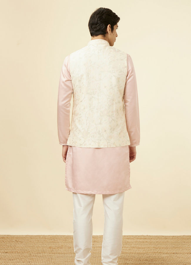 alt message - Manyavar Men Cream Self Design Jacket image number 3