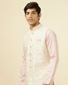 Manyavar Men Cream Self Design Jacket