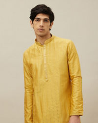 Manyavar Men Aurora Gold Vertical Patterned Kurta Set