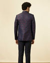 Mignight Blue Floral Patterned Jodhpuri Suit image number 4