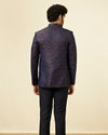 Manyavar Men Midnight Blue Floral Patterned Suit