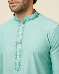 Manyavar Men Sea Blue Solid Kurta Pajama