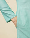 Manyavar Men Sea Blue Solid Kurta Pajama