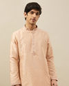 Cream Pink Floral Grid Printed Kurta Set