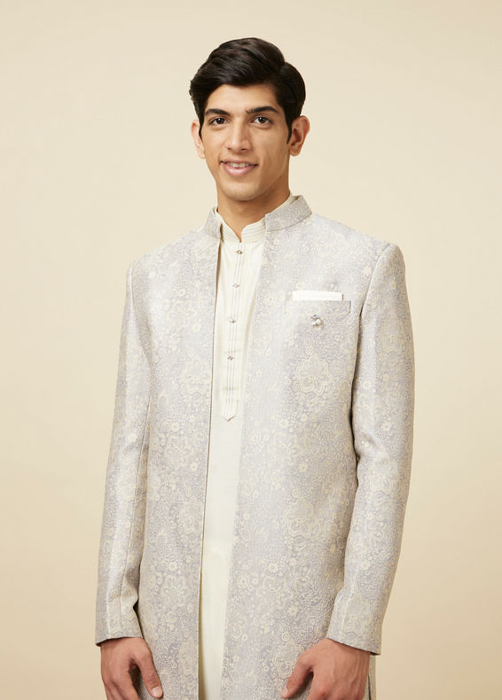 Manyavar Men Lilac Indo Western Set