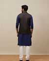 Manyavar Men Midnight Black Bel Buti Patterned Jacket