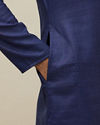 Manyavar Men Midnight Sapphire Blue Embroidered Placket Kurta Set
