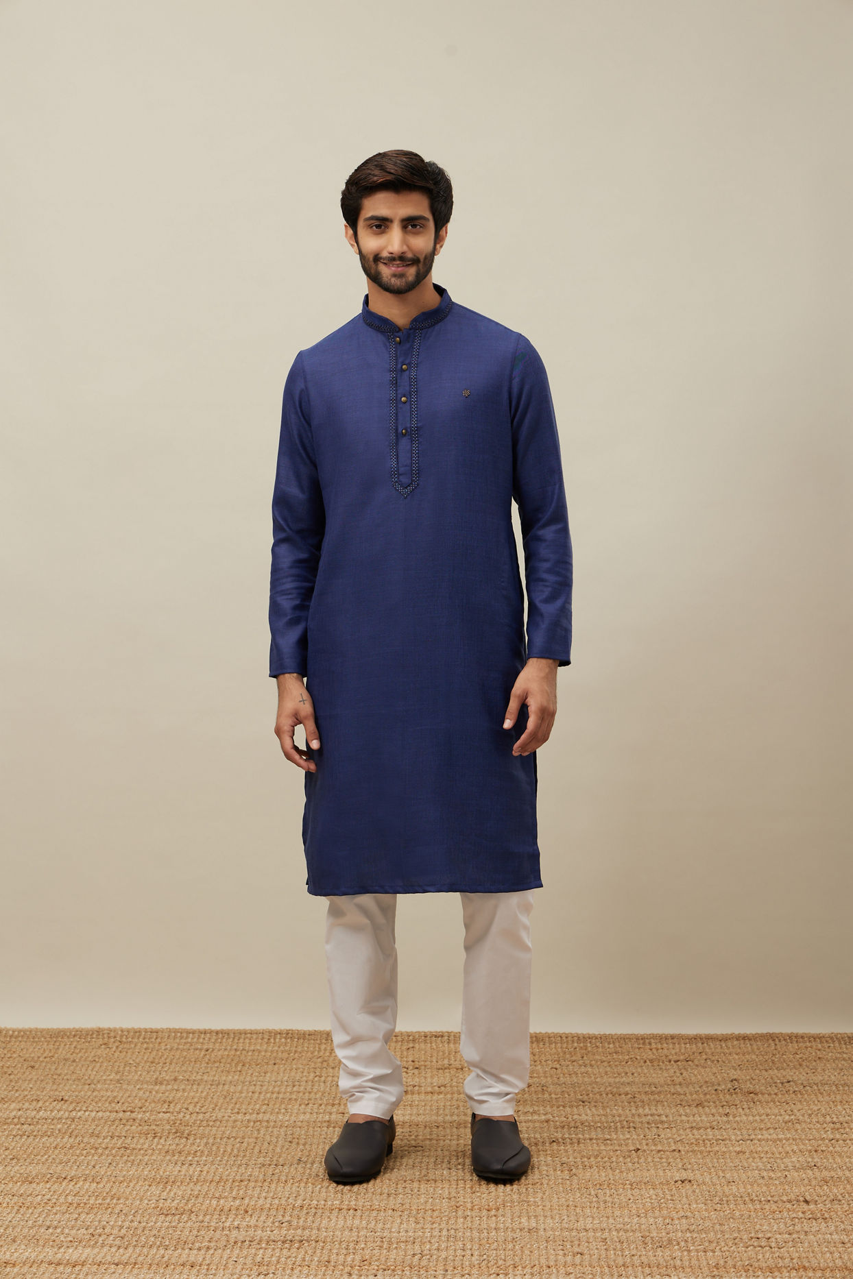 Blue Plain Kurta Set image number 2