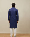 Manyavar Men Midnight Sapphire Blue Embroidered Placket Kurta Set