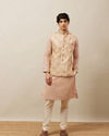 Manyavar Men Rich Cream Medallion Patterned Jacket