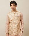 alt message - Manyavar Men Rich Cream Medallion Patterned Jacket image number 0