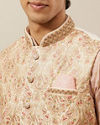 Manyavar Men Rich Cream Medallion Patterned Jacket