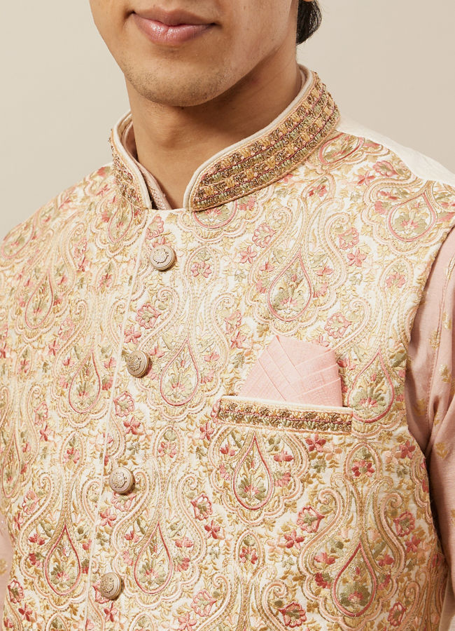 Cream Floral Paisley Patterned Jacket image number 1