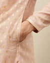 Manyavar Men Soft Pink Buta Patterned Kurta Set