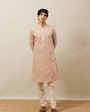 Manyavar Men Soft Pink Buta Patterned Kurta Set