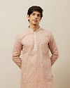 alt message - Manyavar Men Soft Pink Buta Patterned Kurta Set image number 0