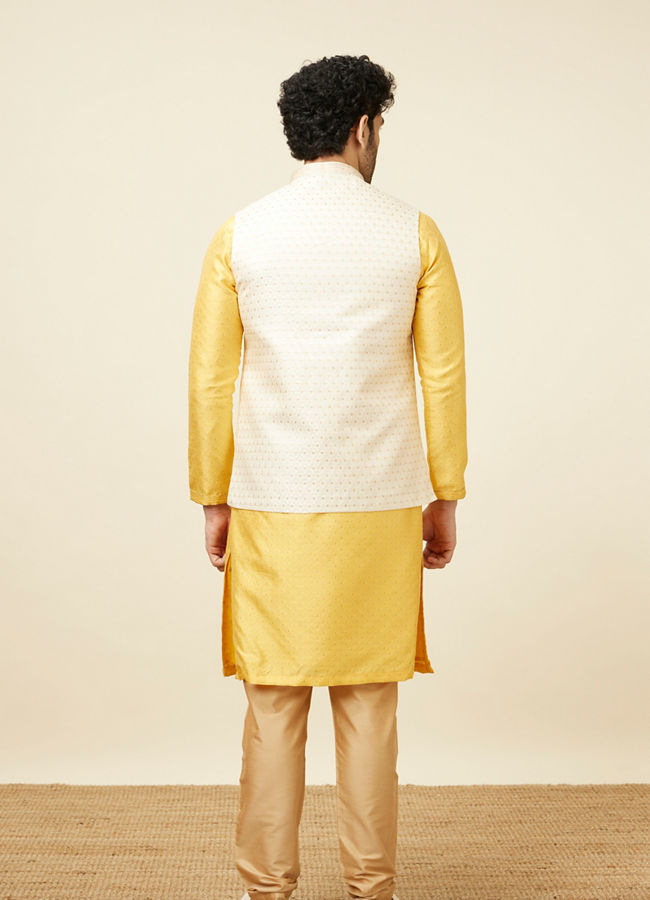 Manyavar Men Light Cream Booti Print Jacket
