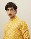 Manyavar Men Aspen Gold Spherical Printed Short Kurta