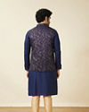 Navy Blue Golden Printed Jacket Set image number 5