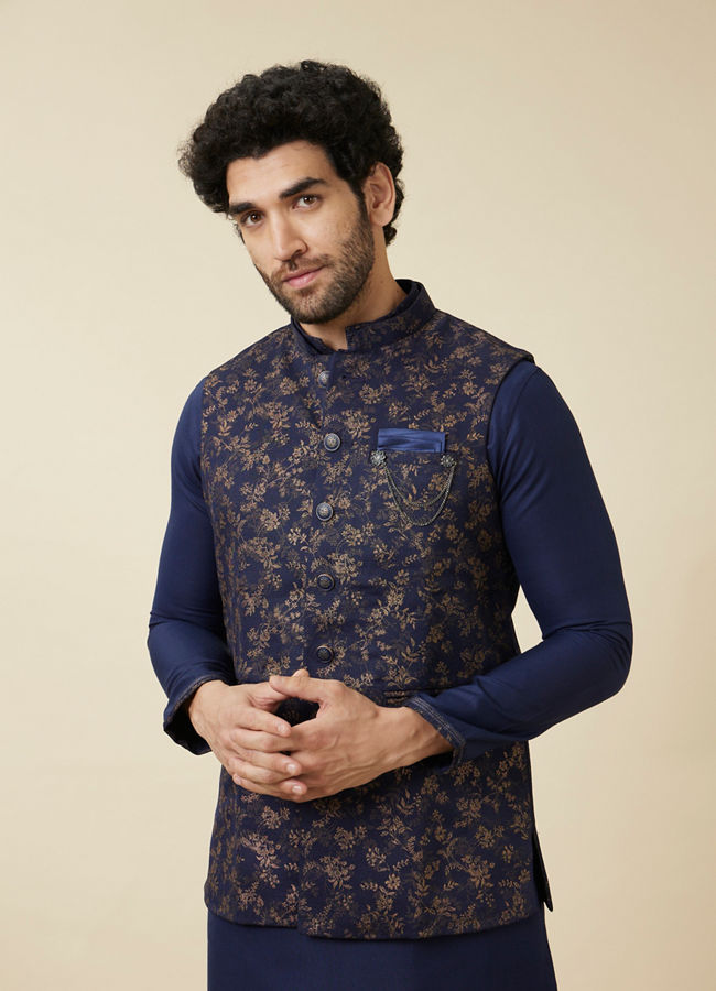 Blue kurta outlet with jacket