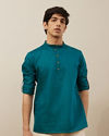 alt message - Manyavar Men Atlantic Deep Green Bandhgala Style Short Kurta image number 0