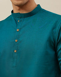 Manyavar Men Atlantic Deep Green Bandhgala Style Short Kurta