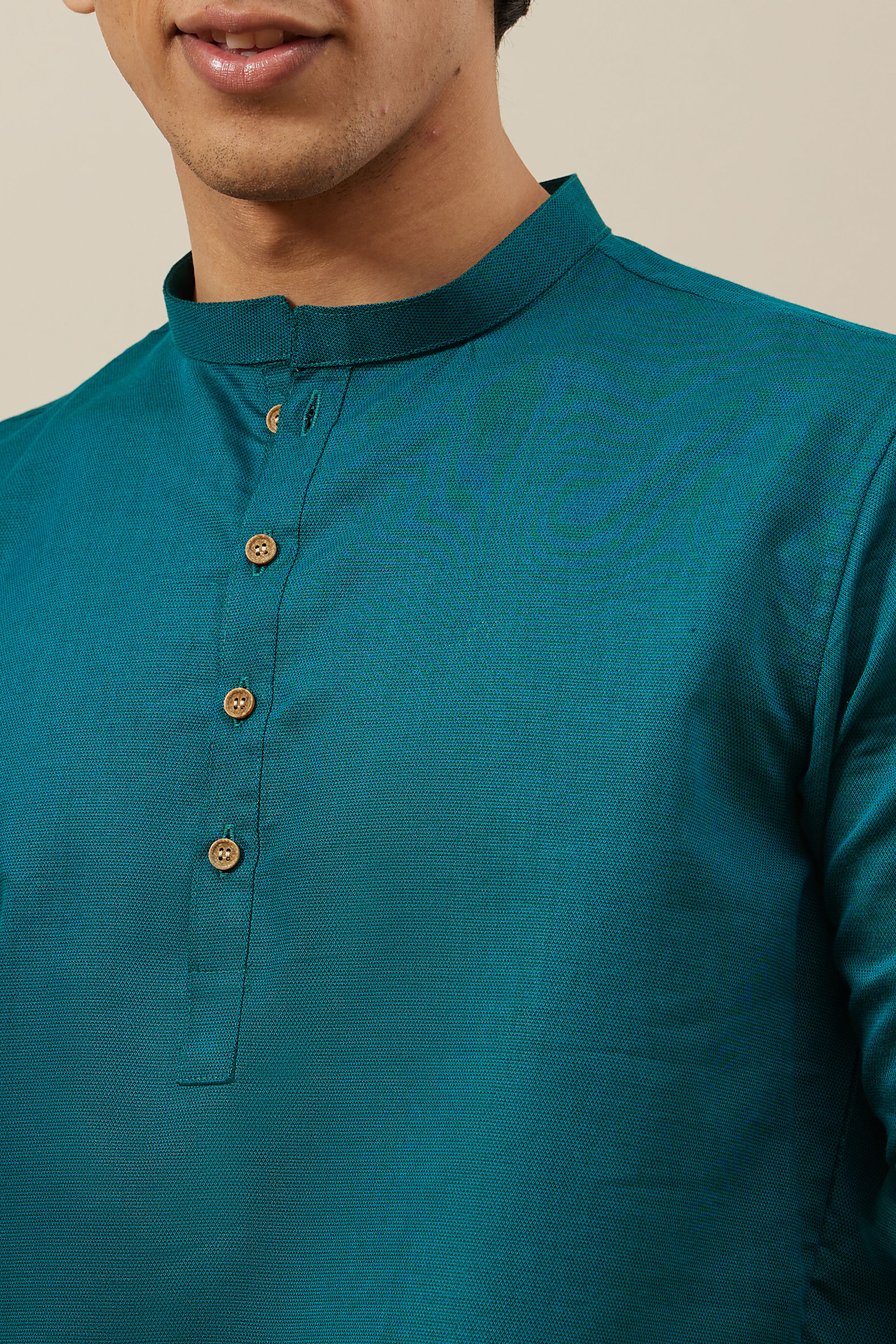 Manyavar Men Atlantic Deep Green Bandhgala Style Short Kurta