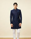 Manyavar Men Sapphire Blue Sequins Embroidered Indo Western