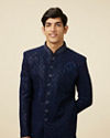 Sapphire Blue Sequins Embroidered Indo Western
