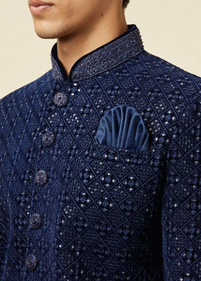 Sapphire Blue Sequins Embroidered Indo Western image number 1